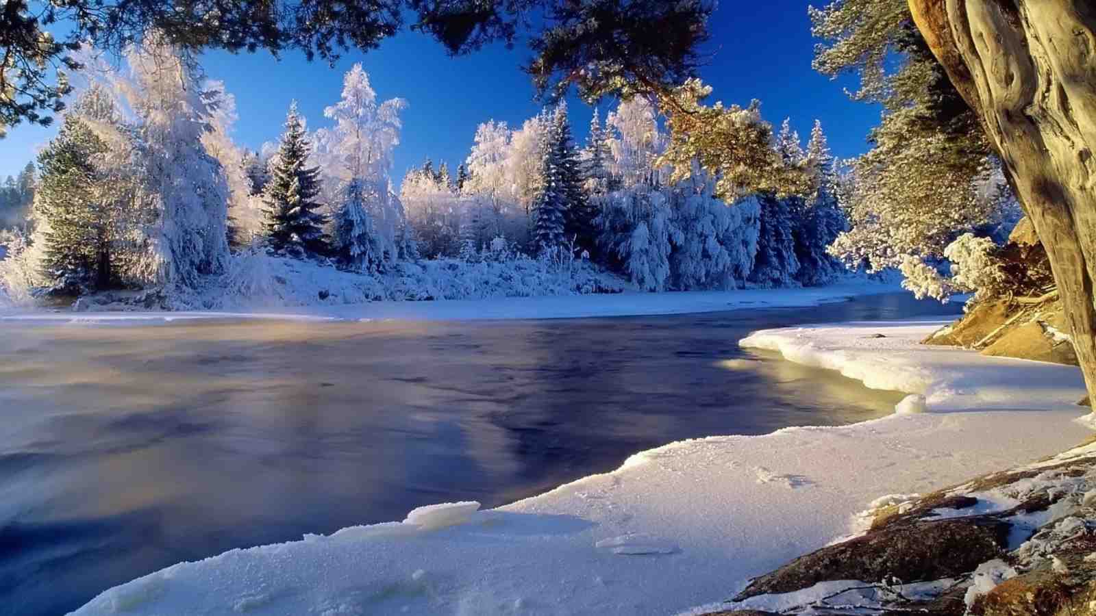 Enchanting Winter River Landscape Wall Art