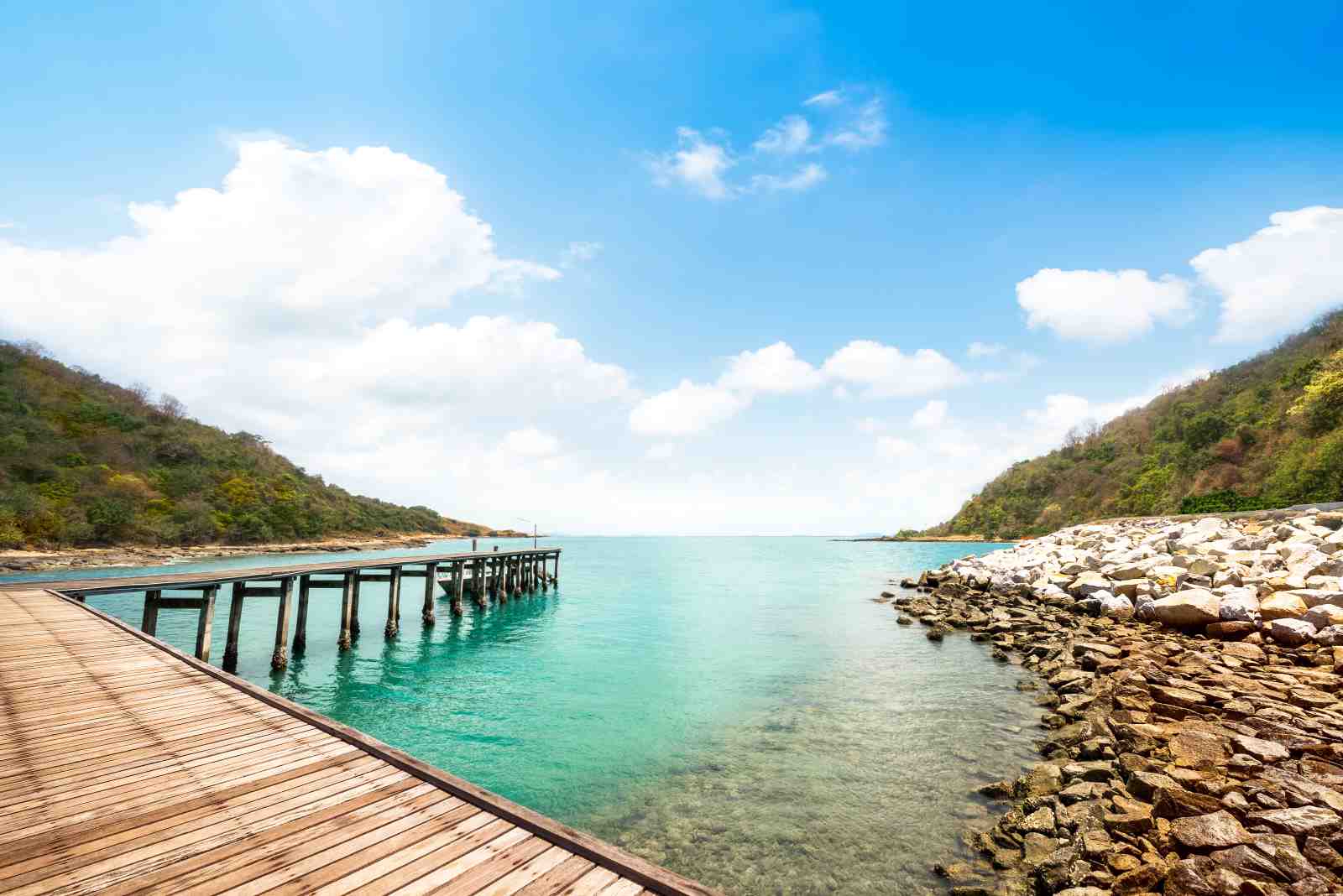 Tranquil Beach Pier & Turquoise Sea Wall Art