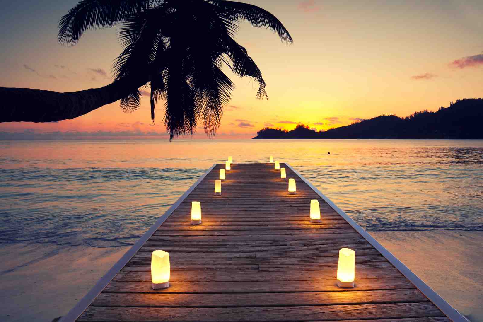 Serene Beach Sunset Pier Wall Art