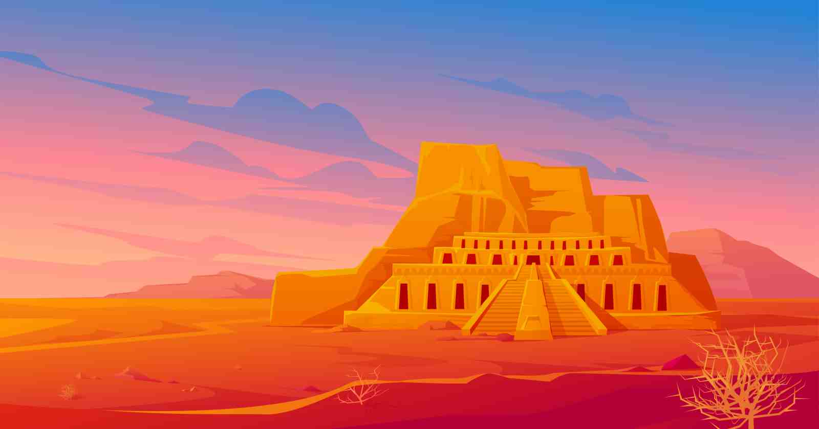 Ancient Desert Pyramid Sunset Wall Art