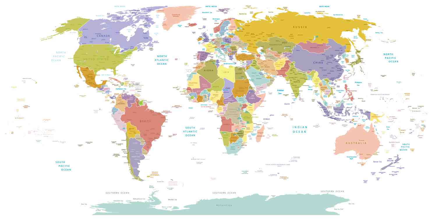 Vibrant World Map Wall Art
