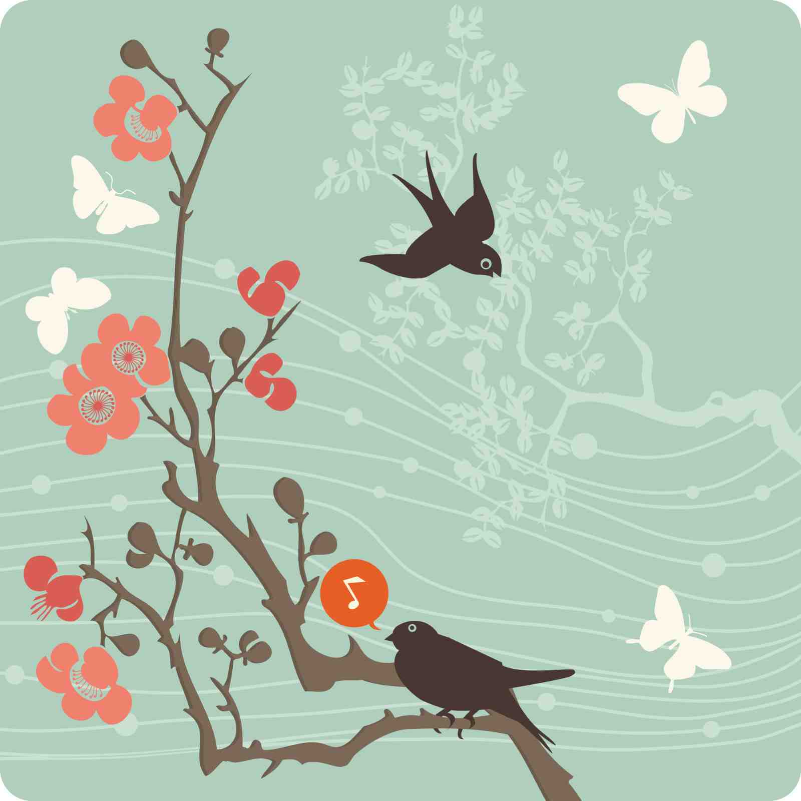 Serene Blossom Bird & Butterfly Wall Art