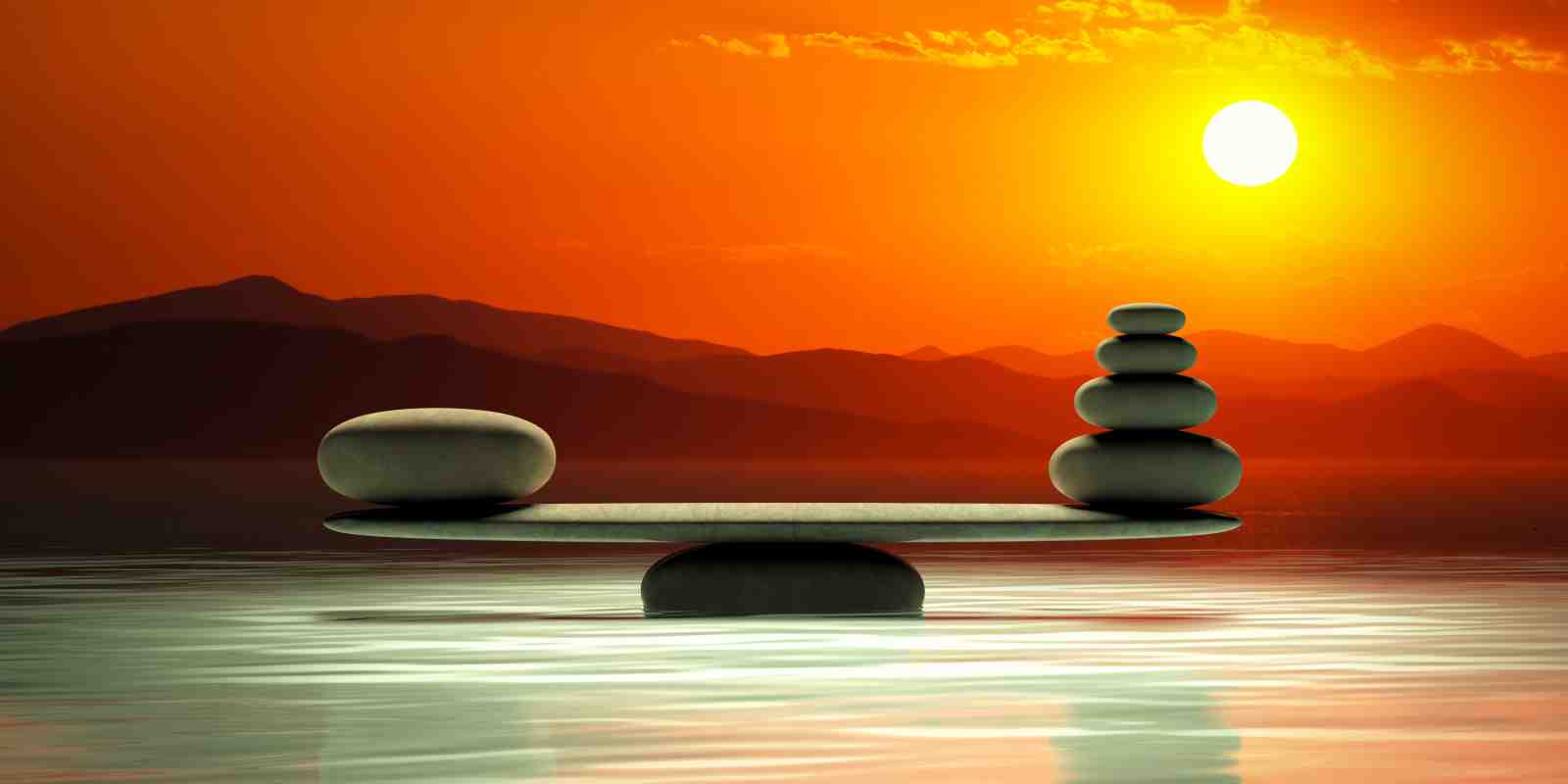 Zen Balance Sunset Landscape Wall Art