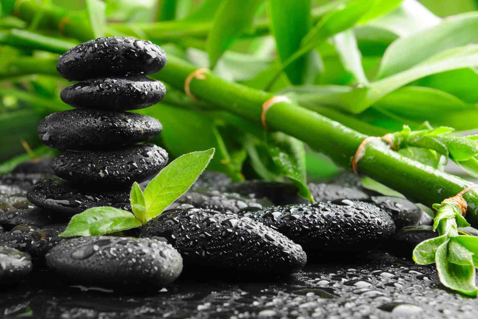 Zen Harmony Stacked Stones & Bamboo Wall Art