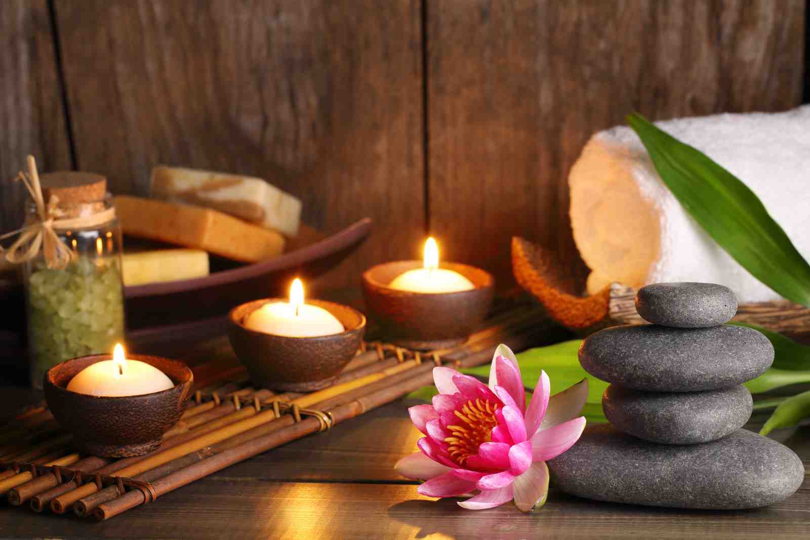 Zen Serenity Spa Candles & Lotus Wall Art