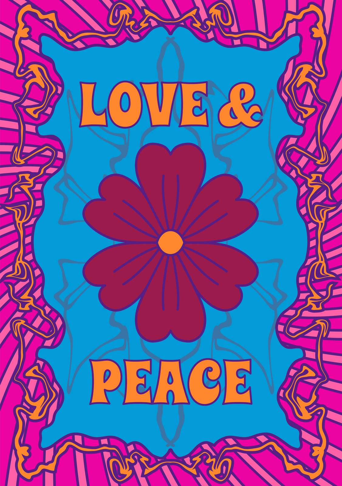 Retro Flower "Love & Peace" Wall Art