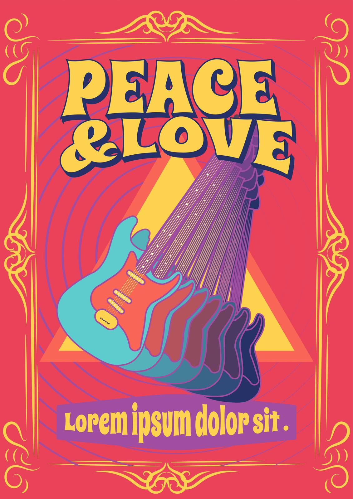Psychedelic Guitar Peace & Love Wall Art