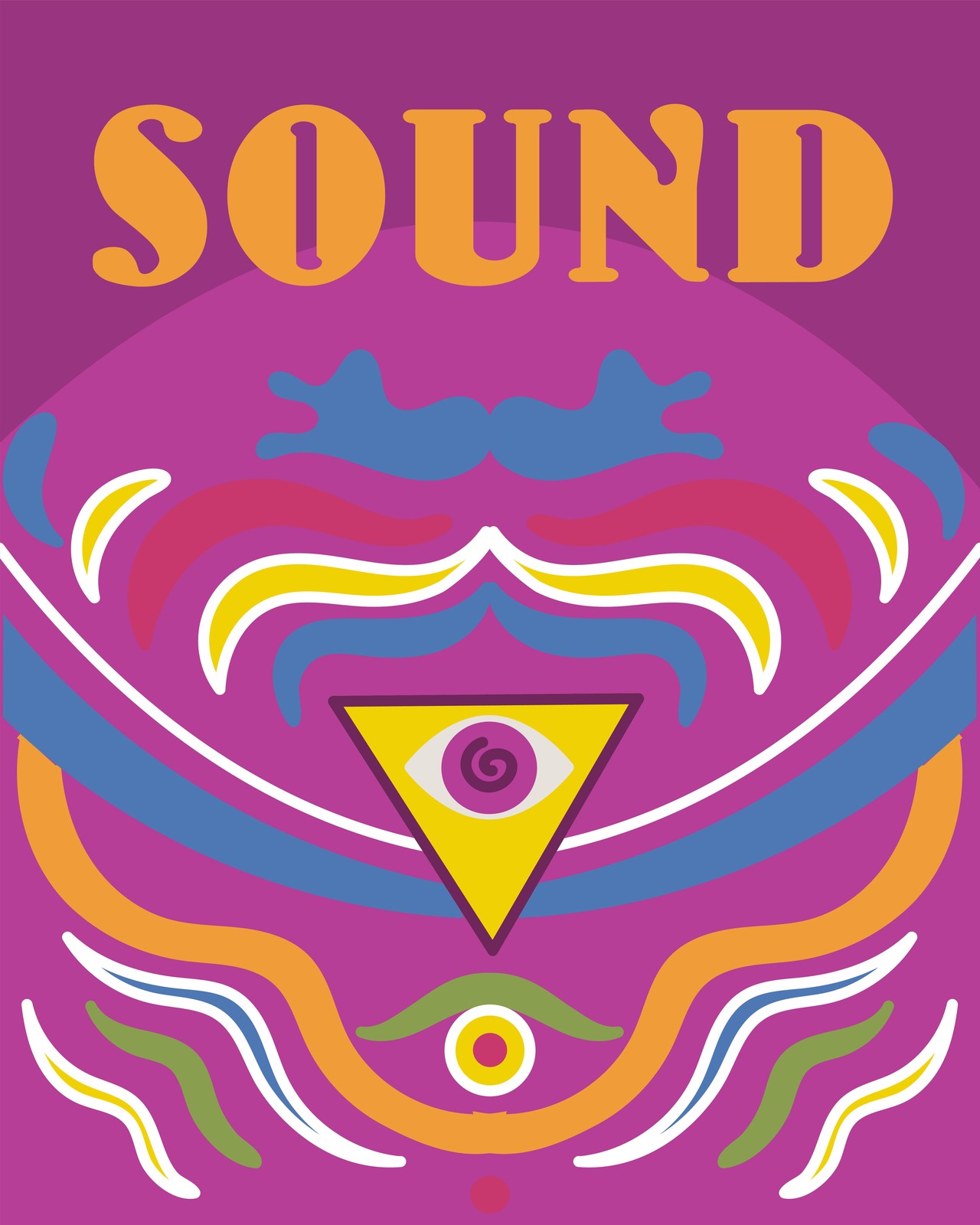 Vibrant Psychedelic "SOUND" Wall Art