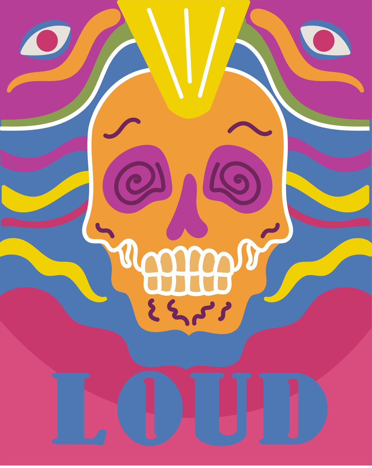 Psychedelic Skull "LOUD" Wall Art