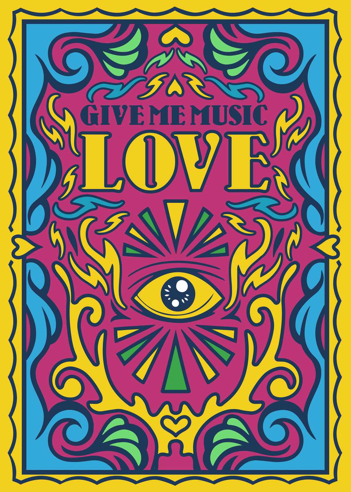 Psychedelic Love & Music Eye Wall Art