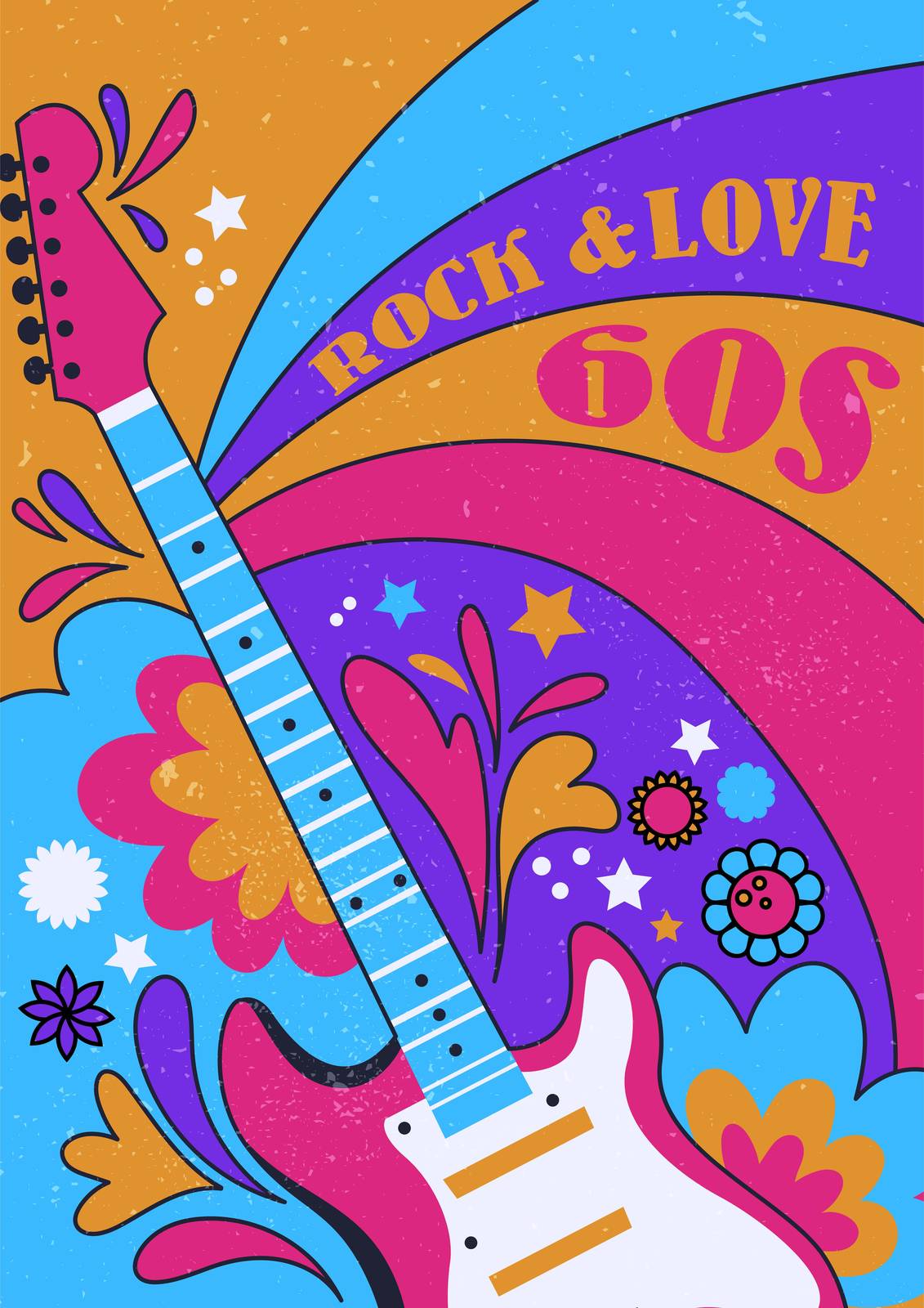 Retro 60s Rock Guitar Wall Art Wall Art