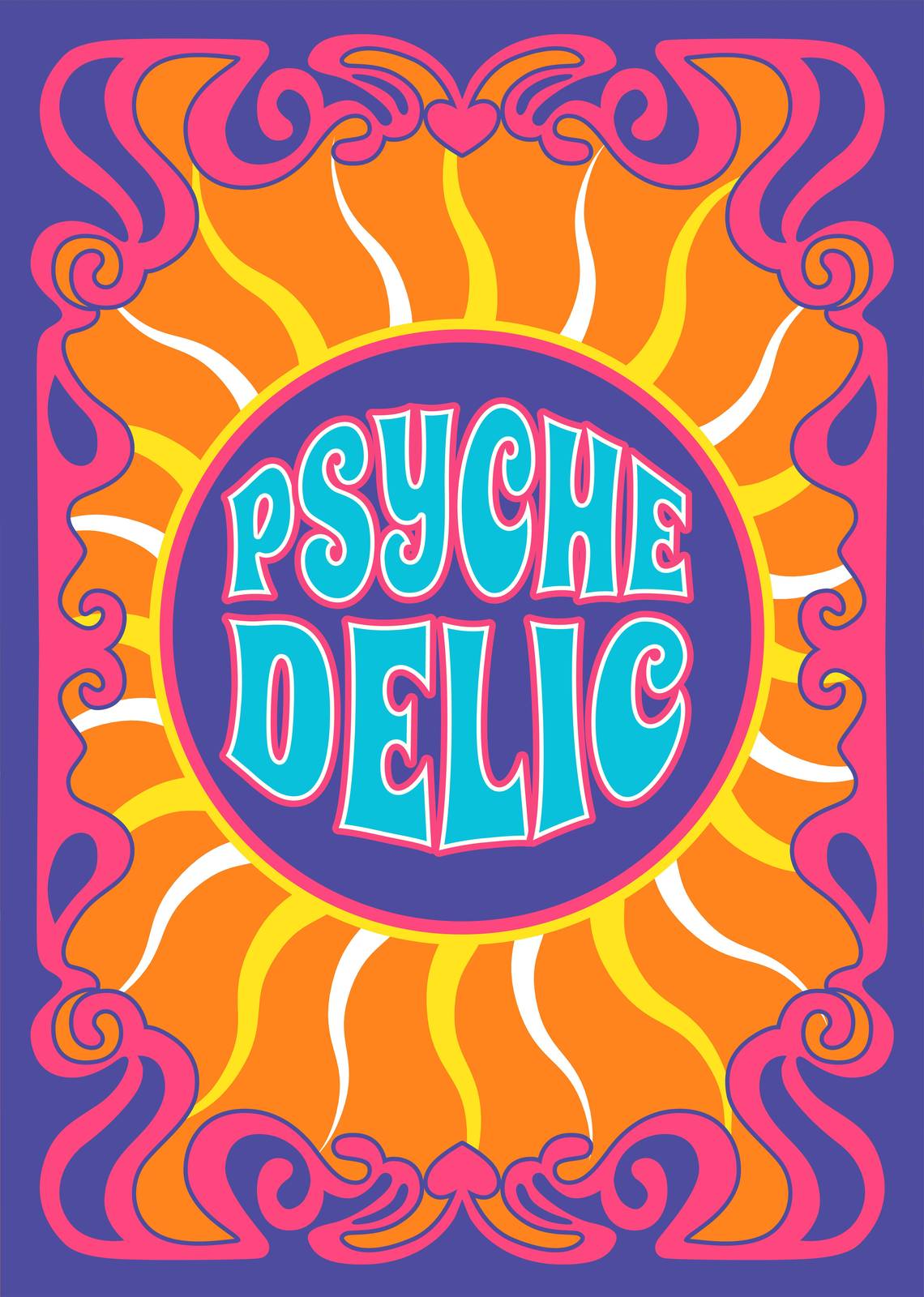 Retro Psychedelic Sunburst Wall Art