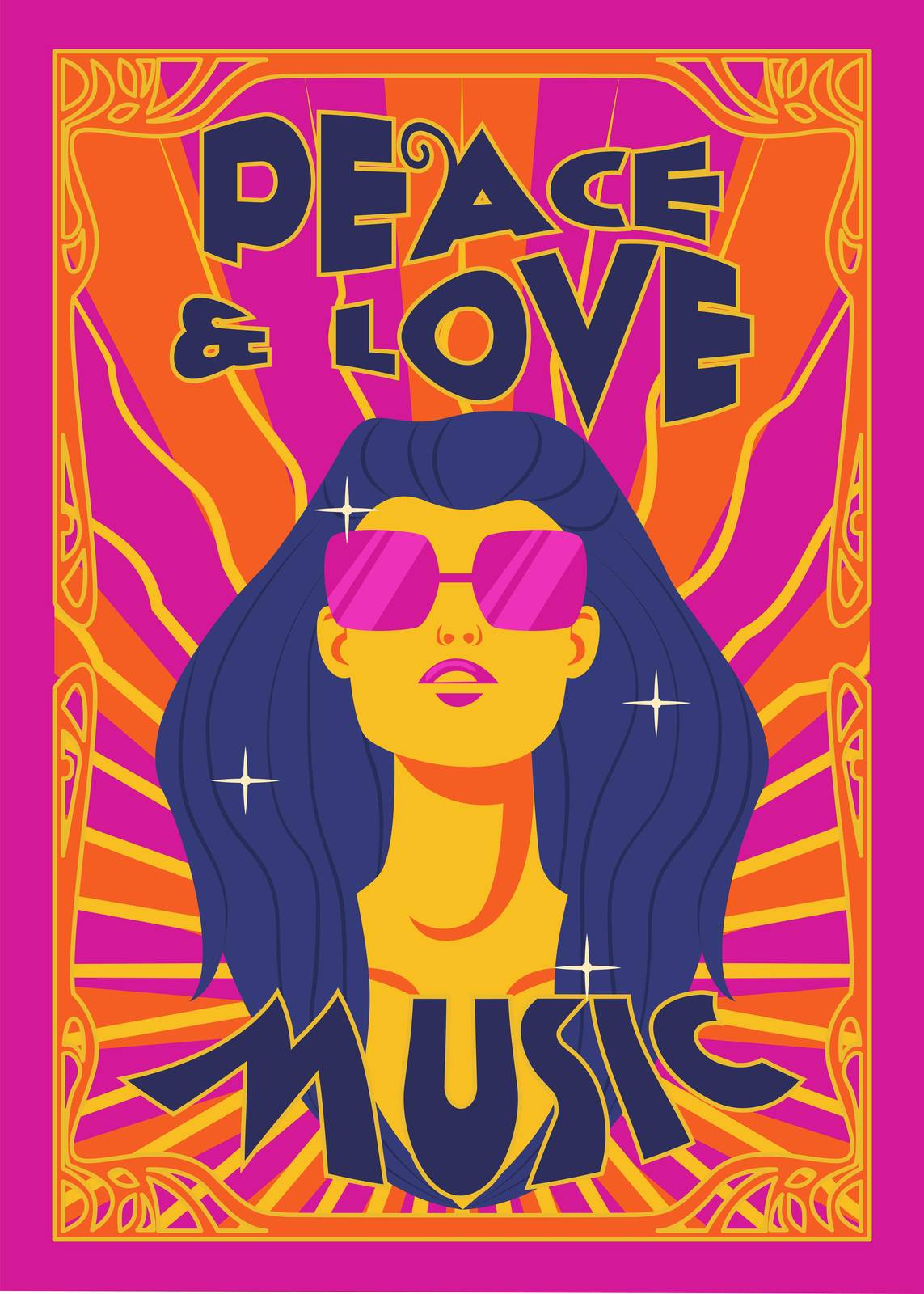 Retro Peace Love Music Wall Art Wall Art