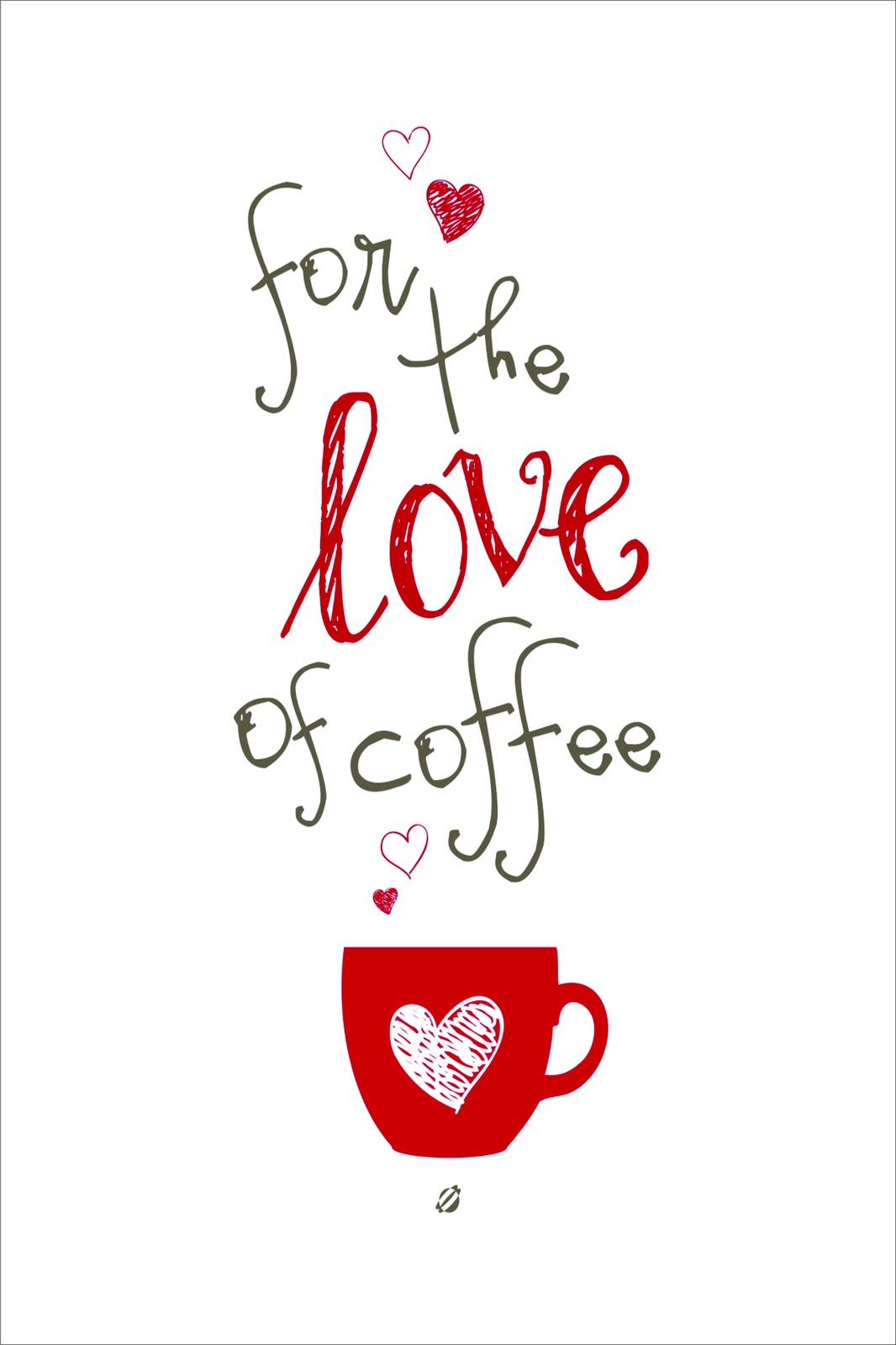 Love of Coffee Hand-Drawn Hearts Wall Art