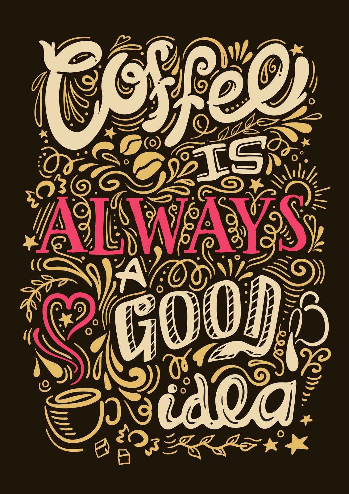 Coffee is Always a Good Idea Typography Wall Art