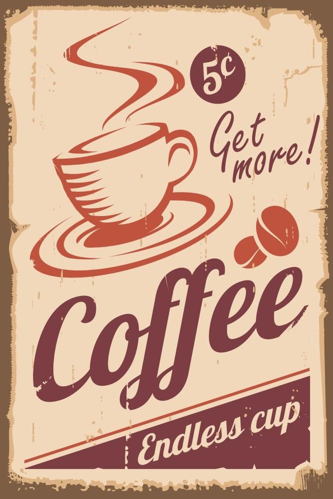 Vintage Coffee Art "Endless Cup" Wall Art