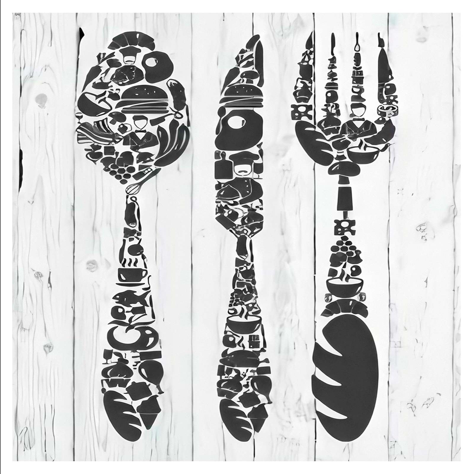Whimsical Foodie Spoon Fork Knife Wall Art
