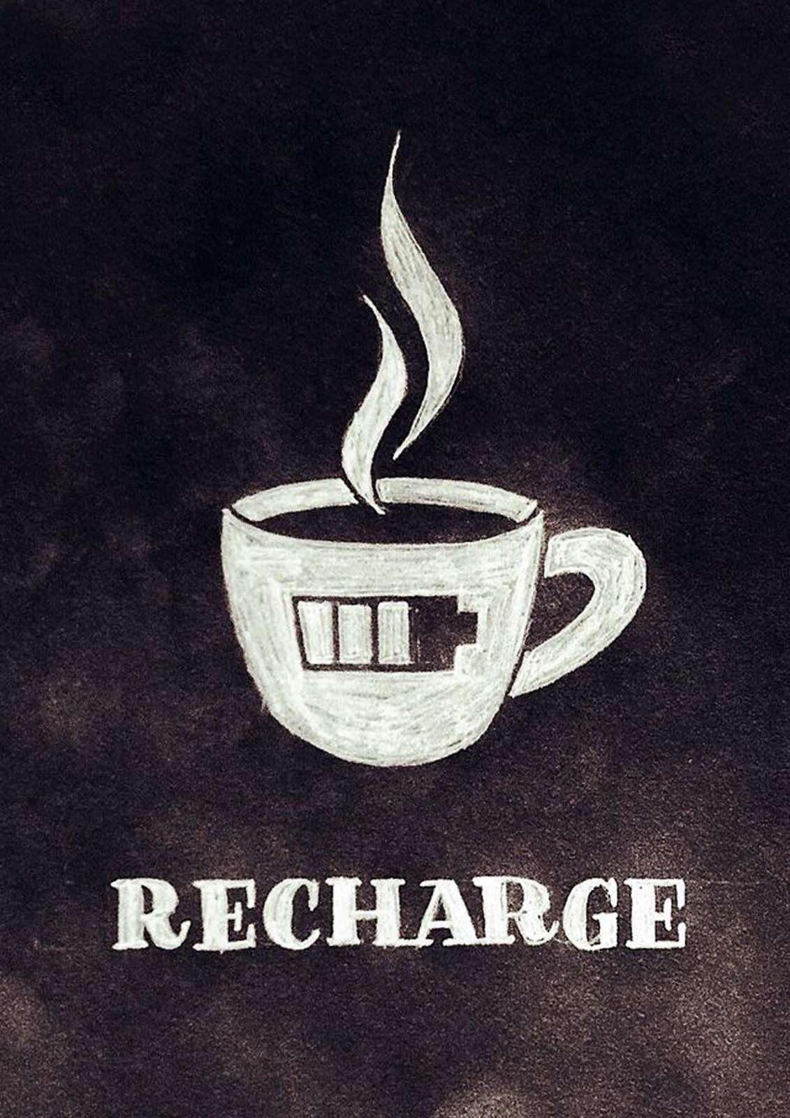 Coffee Recharge Battery Chalk Art Wall Art