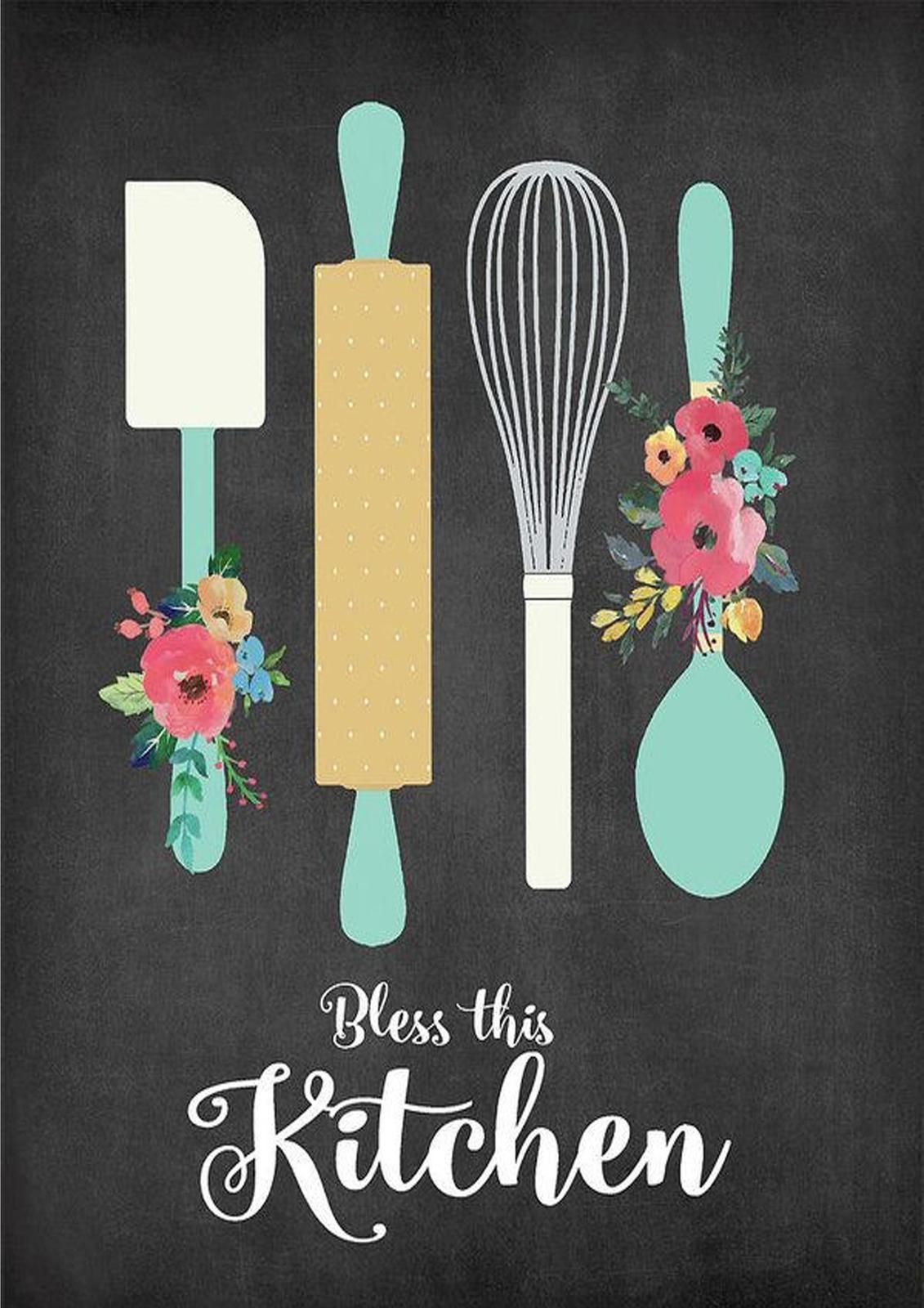 Charming Kitchen Utensils Floral Wall Art