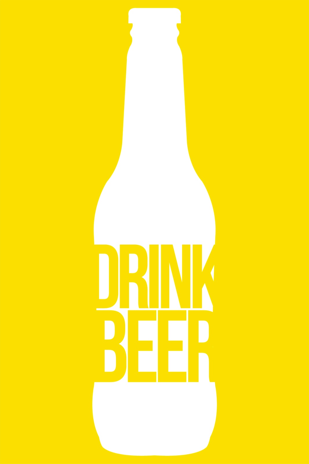 Bold Yellow "Drink Beer" Bottle Wall Art