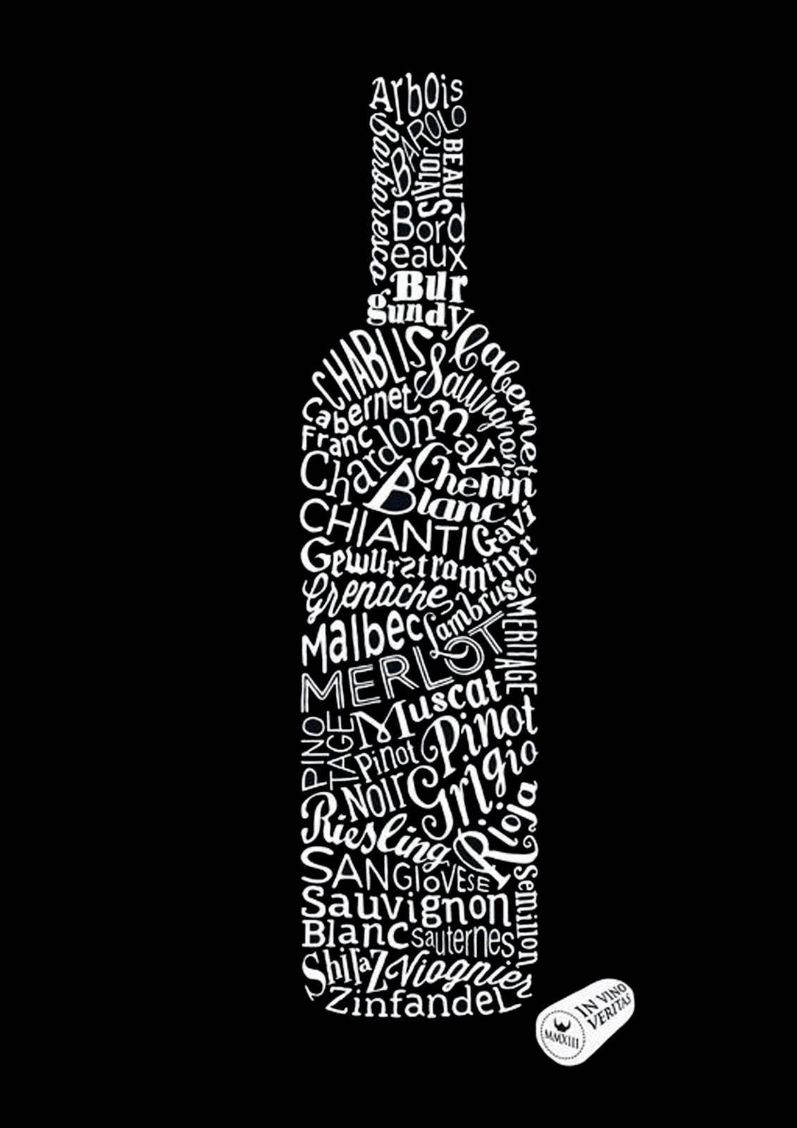 Elegant Wine Typography Bottle Wall Art
