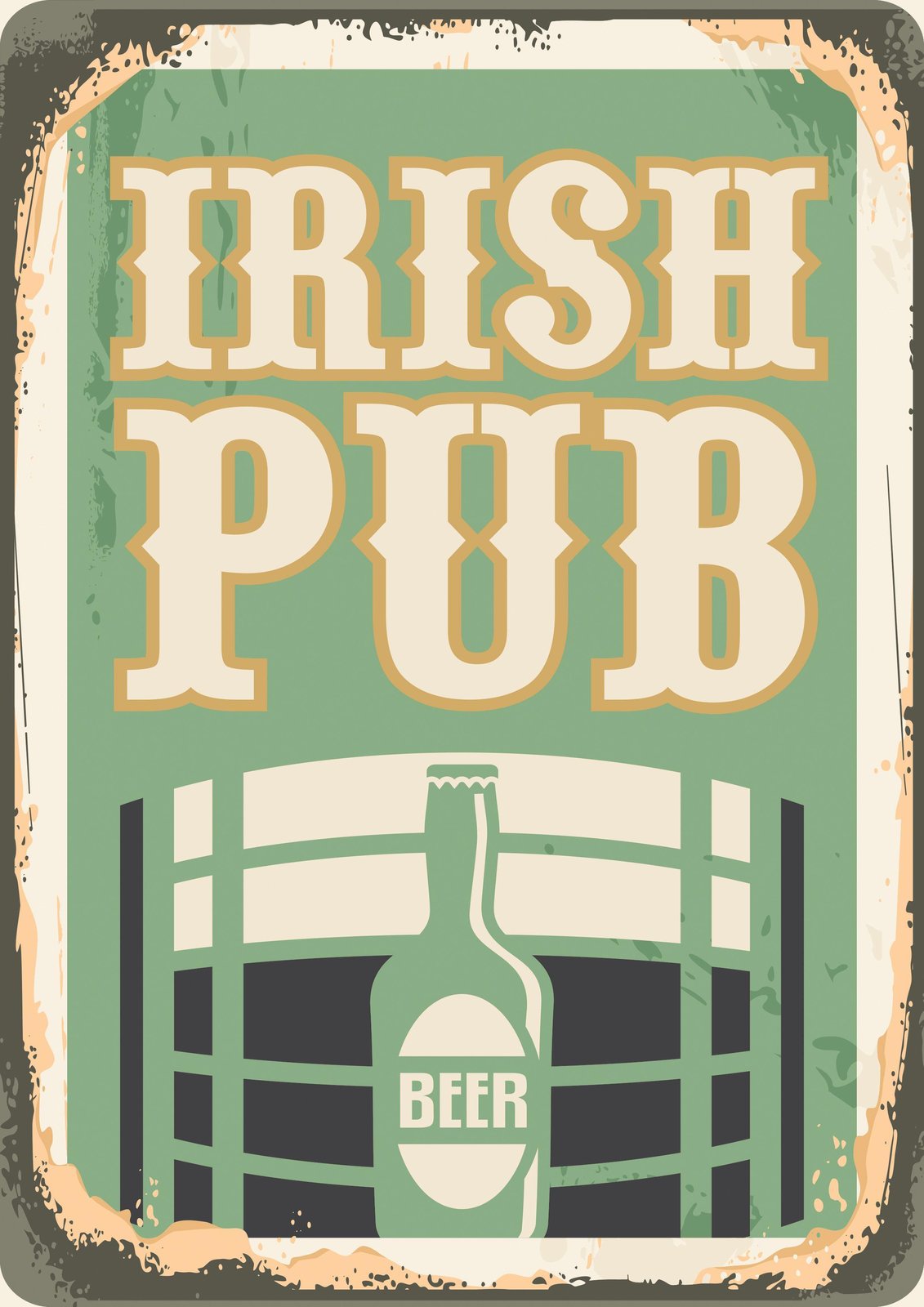 Retro Irish Pub Beer Bottle Wall Art
