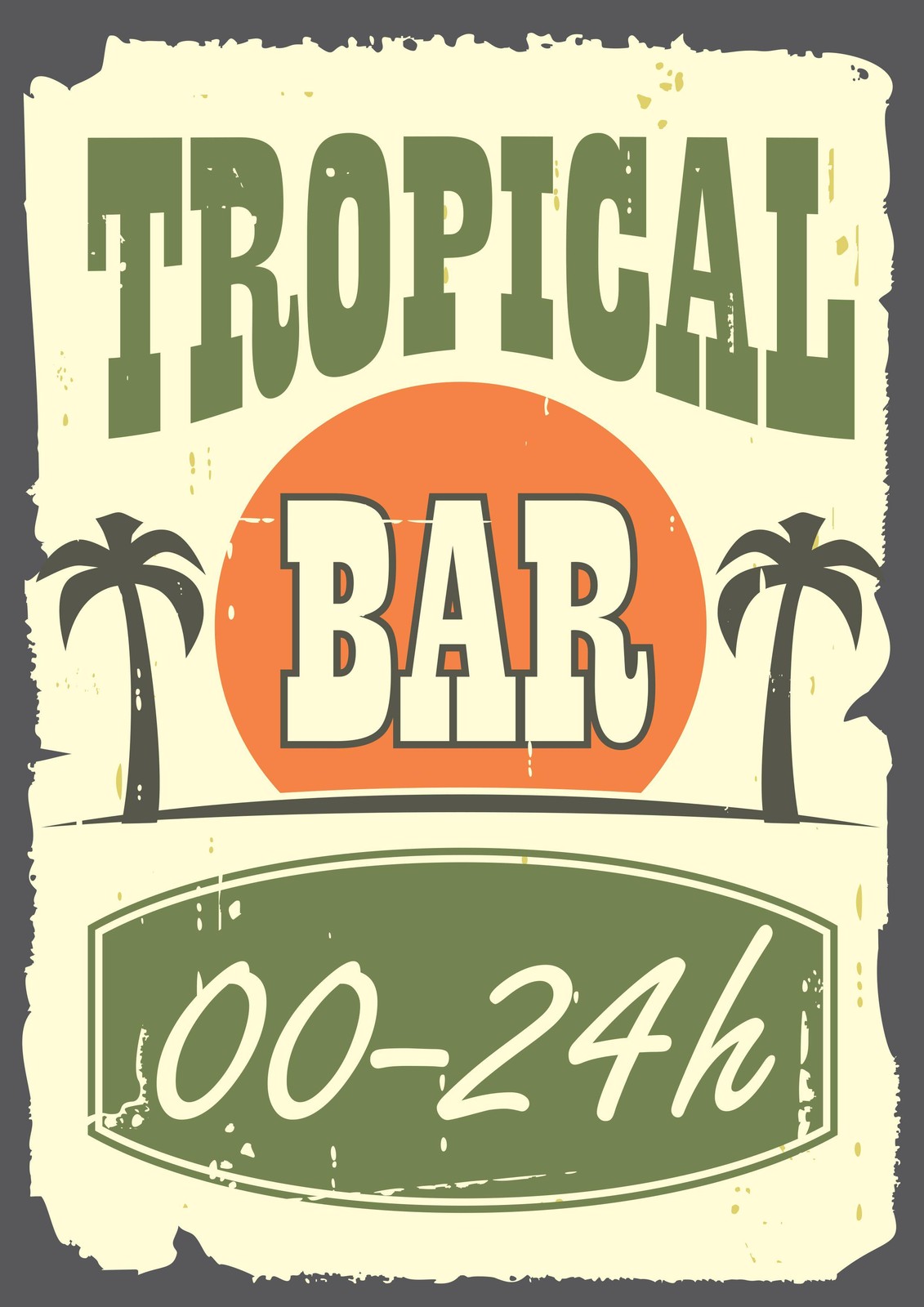 Vintage Tropical Bar Sign Wall Art