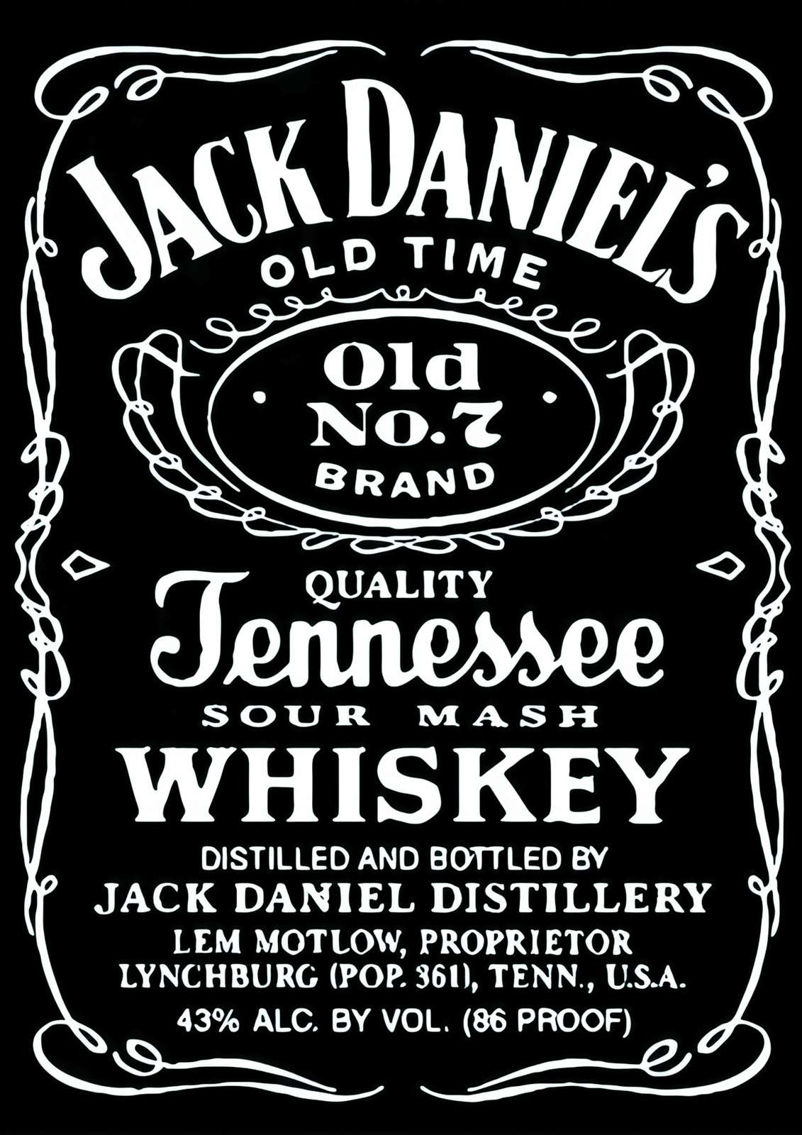 Jack Daniel's Old No. 7 Whiskey Label Wall Art
