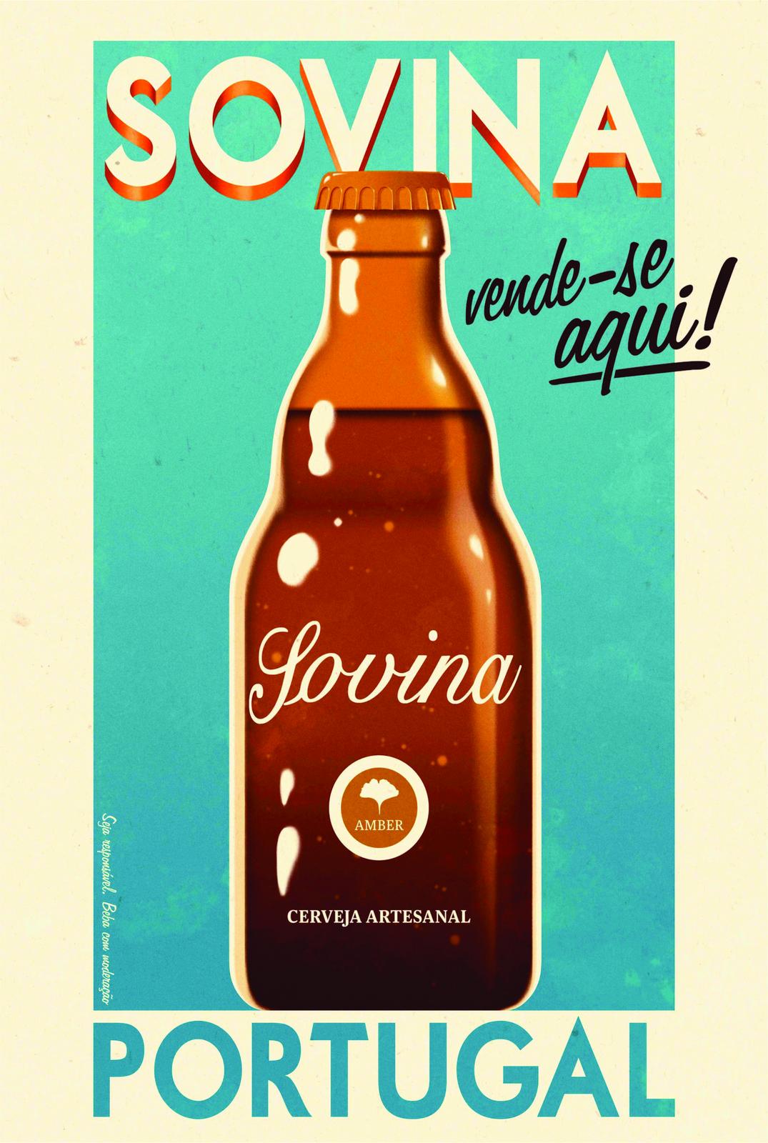 Vintage Sovina Amber Beer Portugal Wall Art