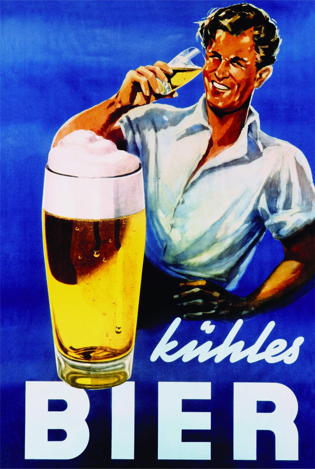 Retro Beer Ad 'Kühles Bier' Wall Art