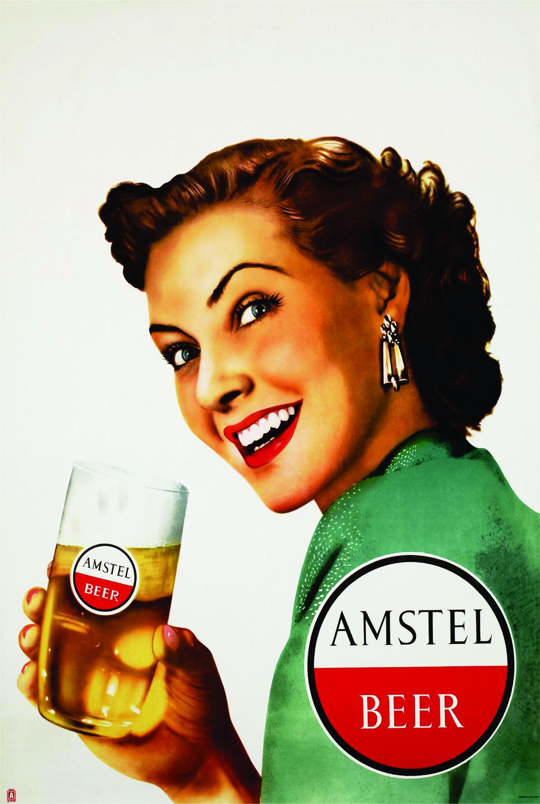 Retro Amstel Beer Ad - Vintage Woman Wall Art