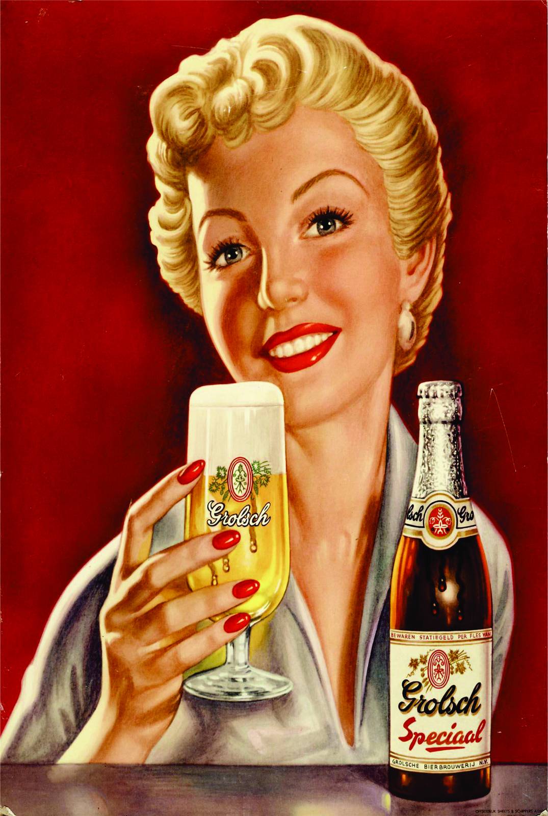 Retro Grolsch Beer Blonde Woman Wall Art