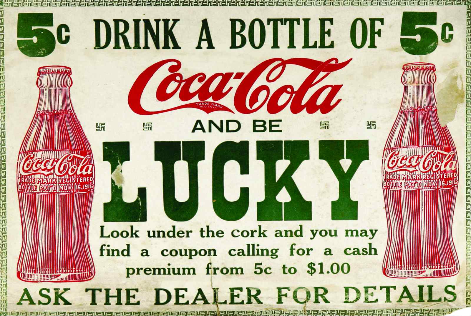 Retro Coca-Cola "Be Lucky" Vintage Advertising Wall Art