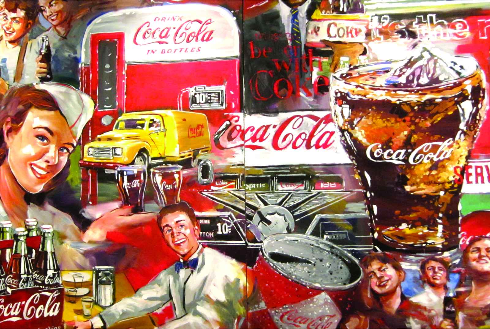 Retro Coca-Cola Diner Scene Wall Art