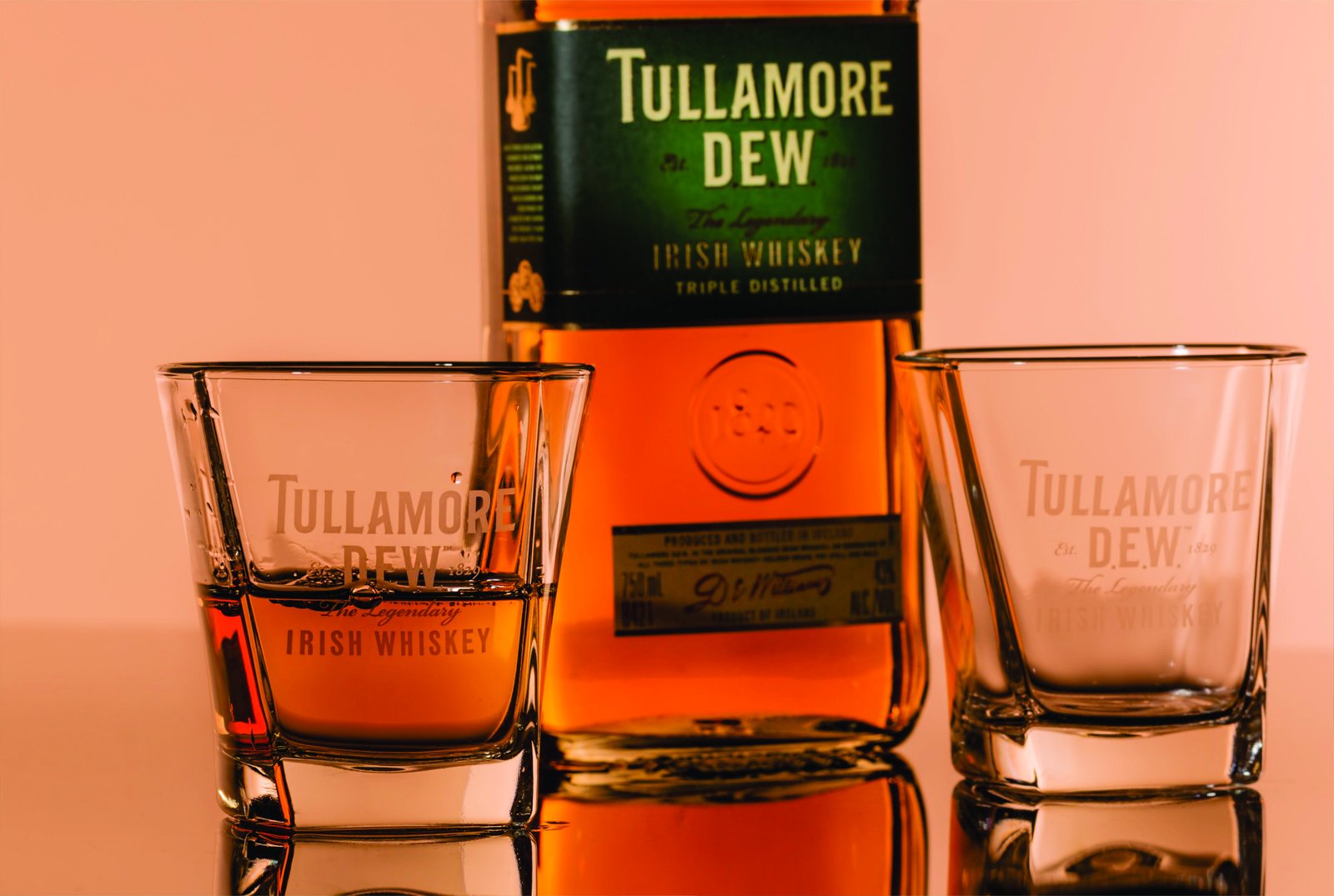 Tullamore Dew Whiskey & Glasses Wall Art