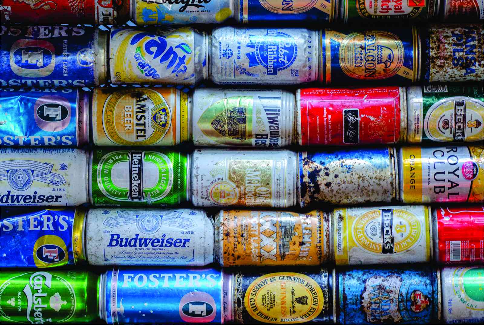 Vintage Beer Can Collage Wall Art
