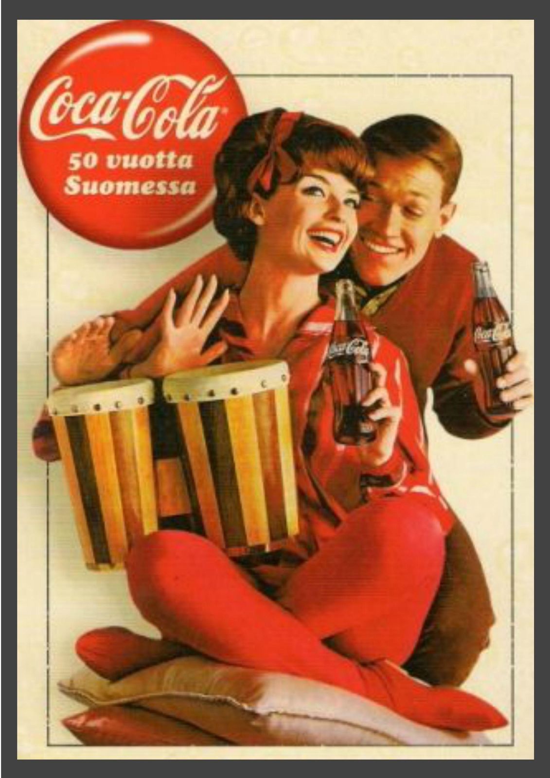 Retro Coca-Cola Couple Bongos Wall Art