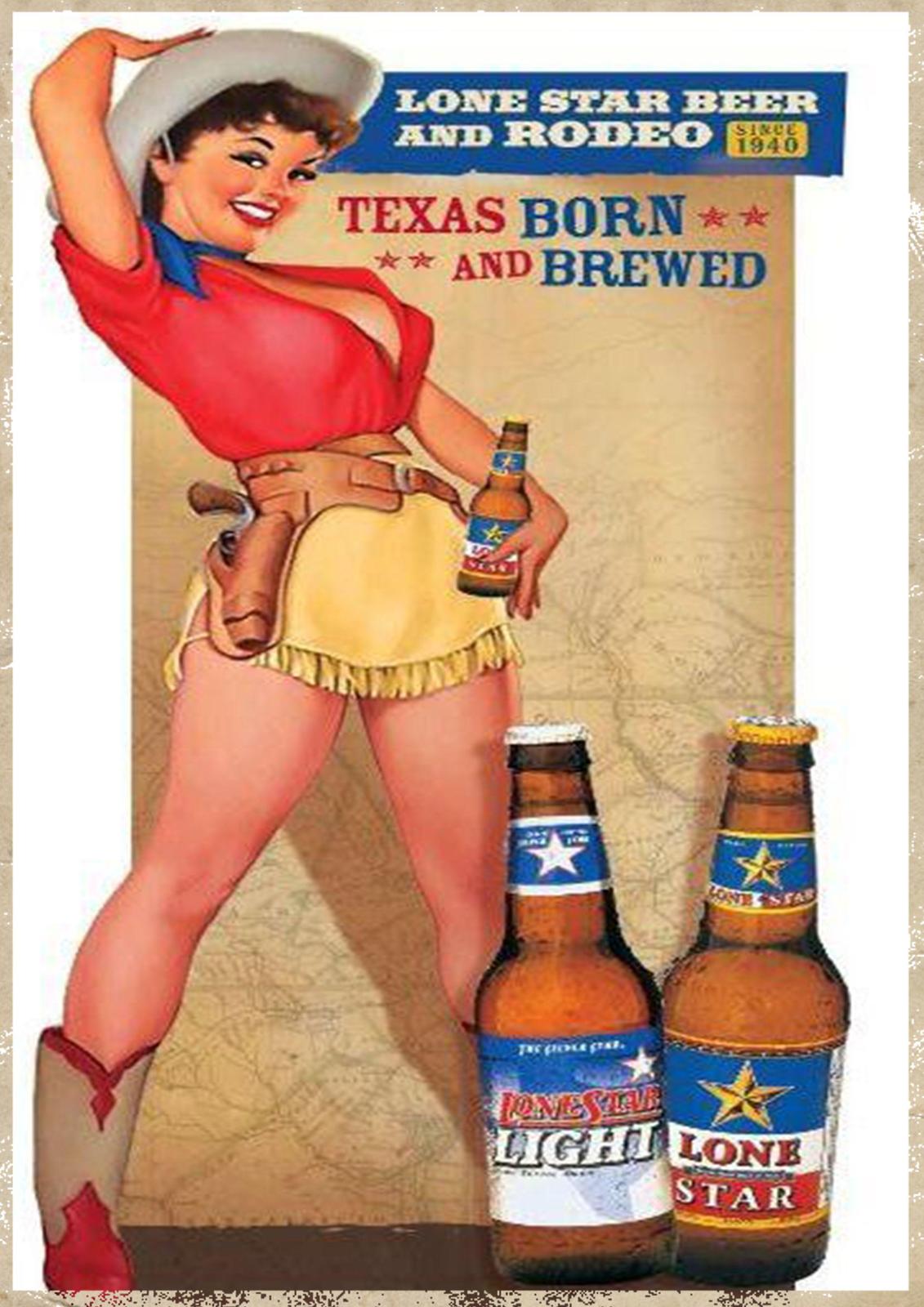 Vintage Texas Pin-Up Lone Star Beer Wall Art