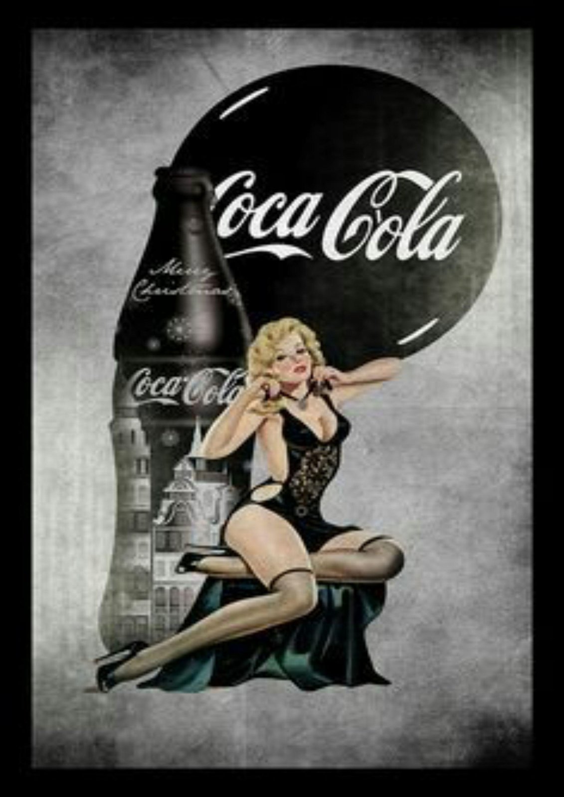 Vintage Pin-Up Coca Cola Christmas Wall Art