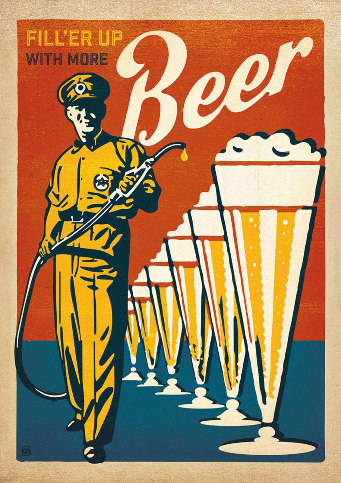Fill Up with Beer Vintage Poster Wall Art