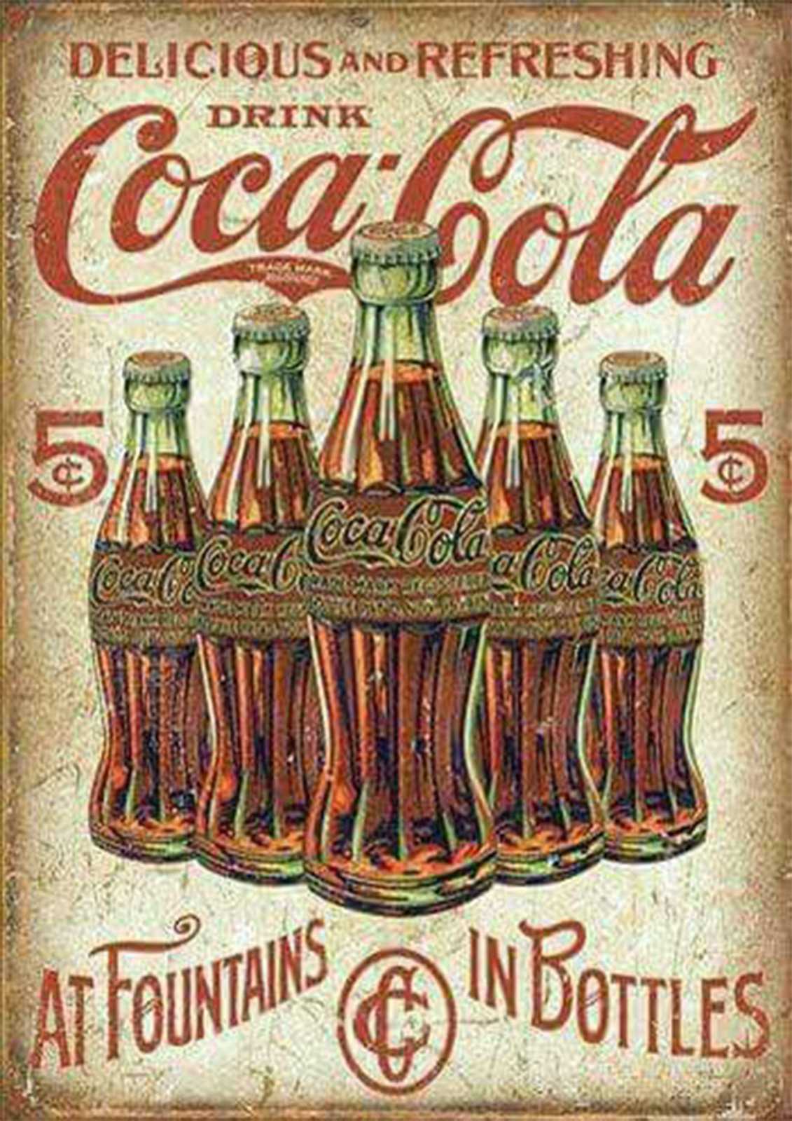 Vintage Coca-Cola Bottles Wall Art