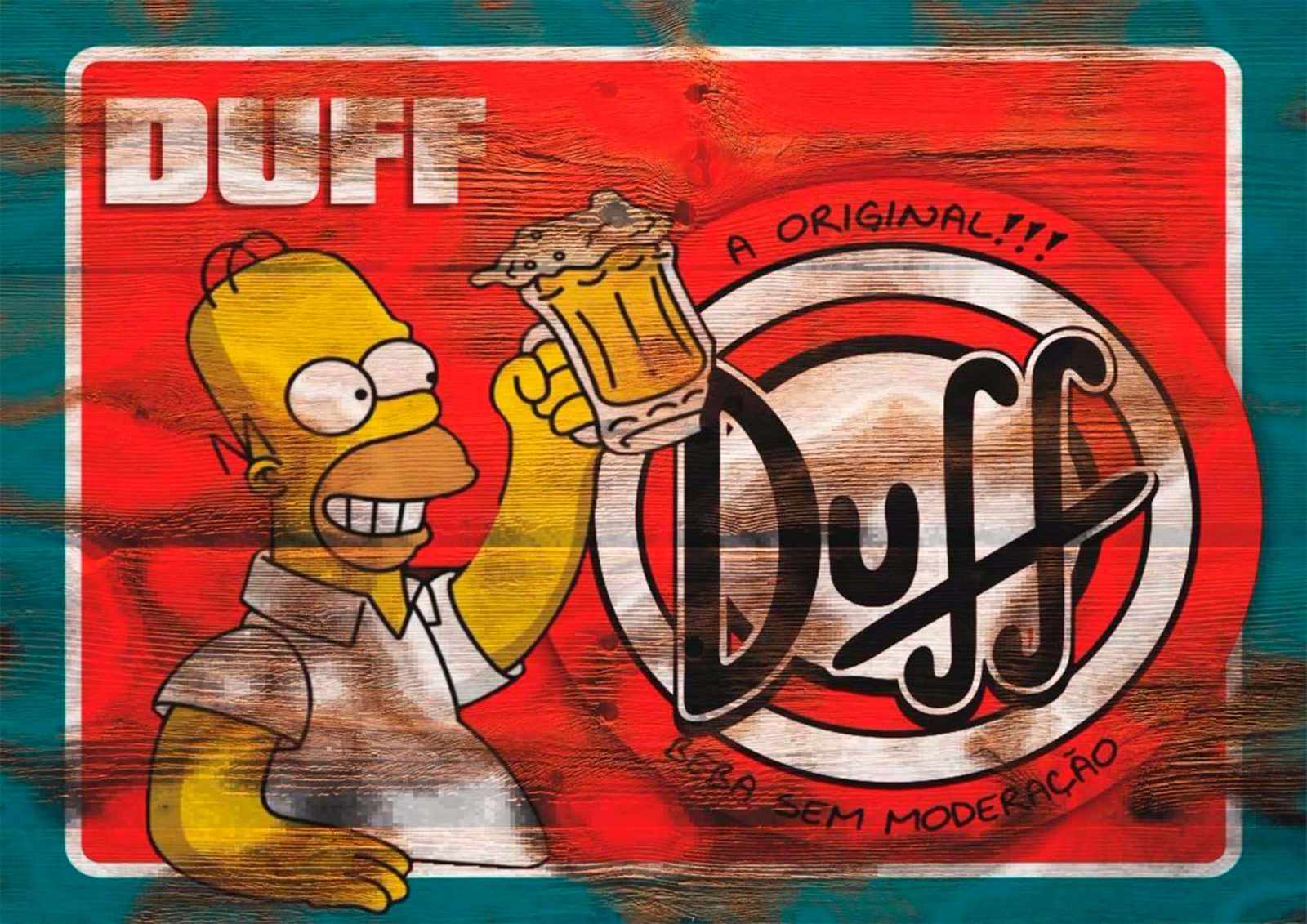 Homer Simpson Duff Beer Retro Wood Wall Art