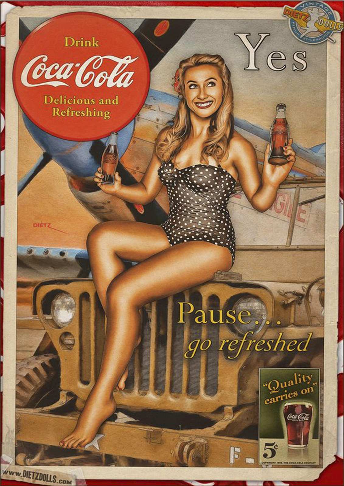 Retro Coca-Cola Pin-Up Art Wall Art