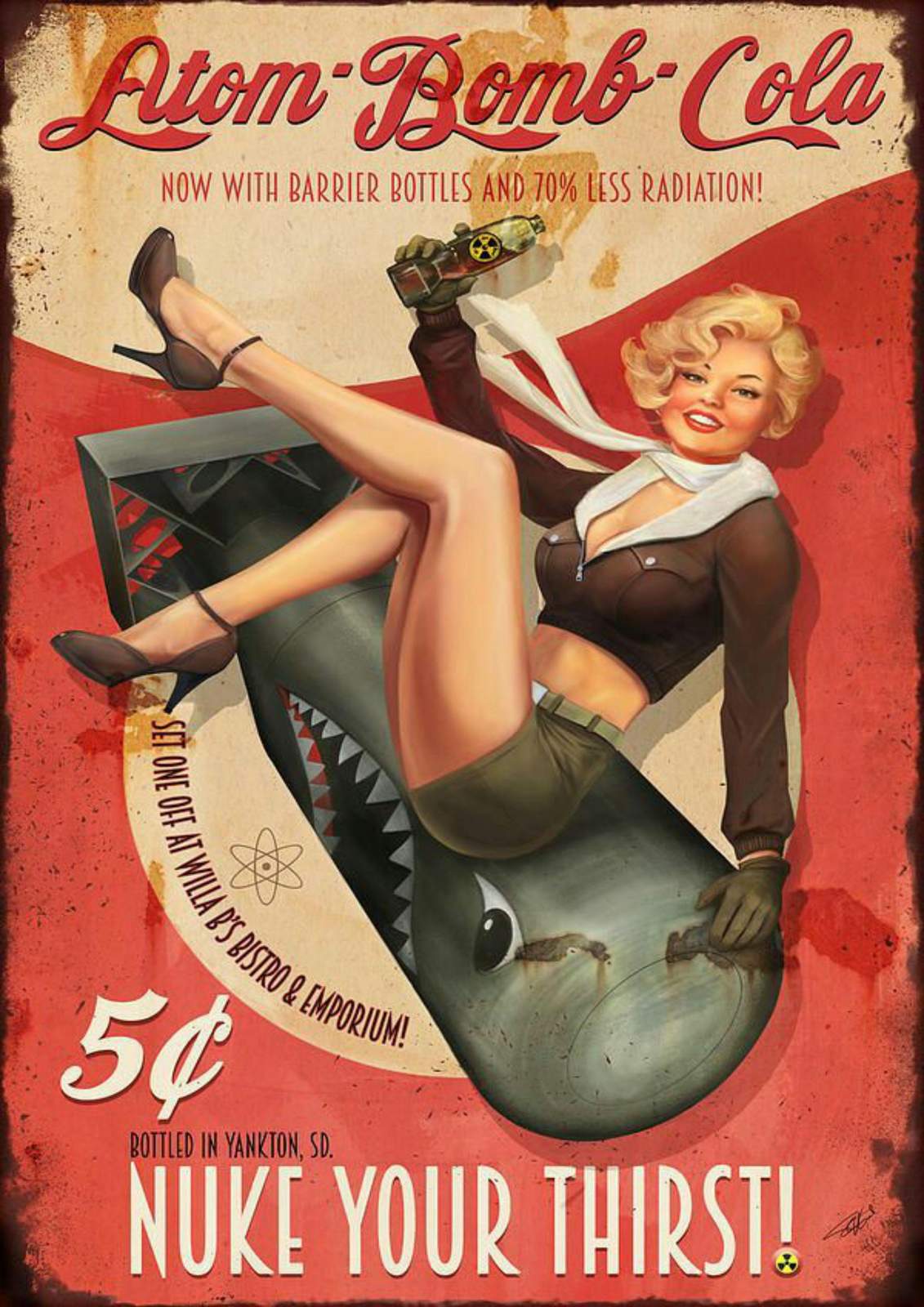 Retro Atomic Bomb Cola Pin-Up Wall Art