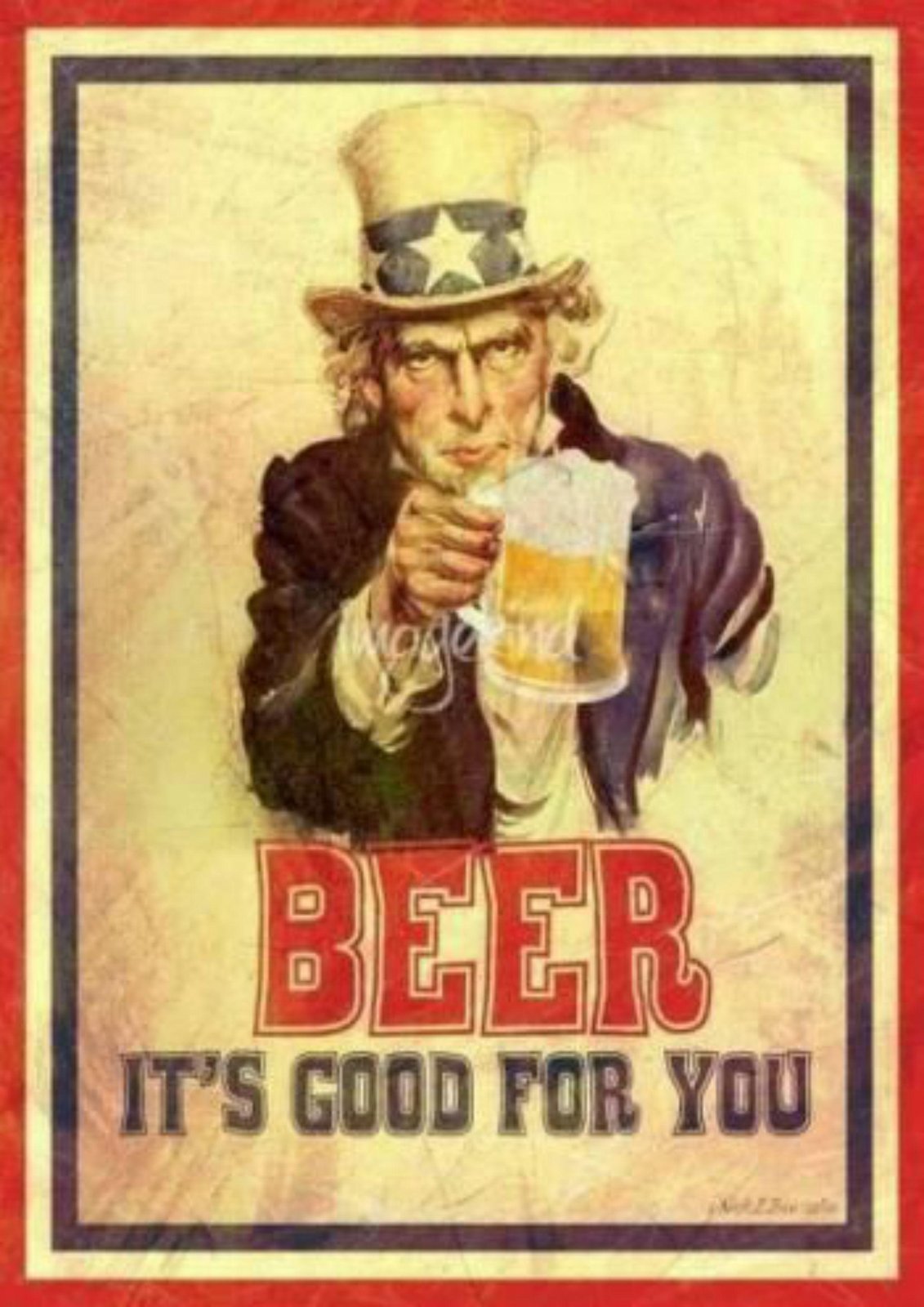 Vintage Uncle Sam Beer Advertisement Wall Art