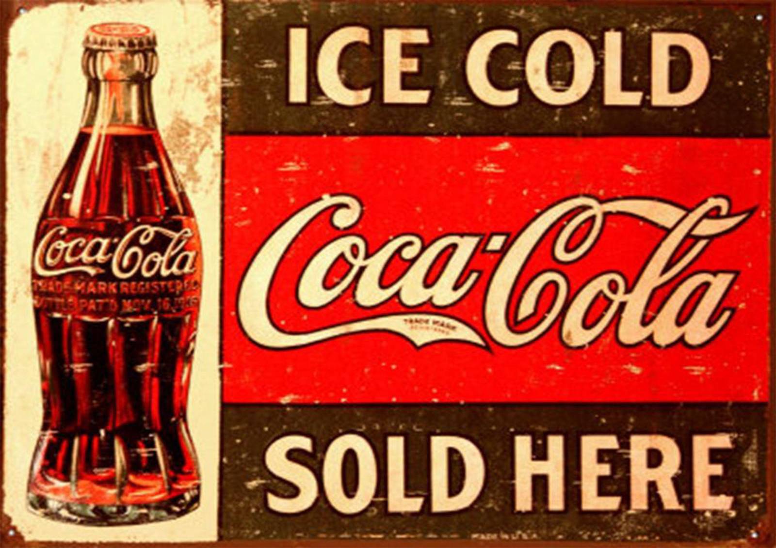Vintage Ice Cold Coca-Cola Bottle Wall Art