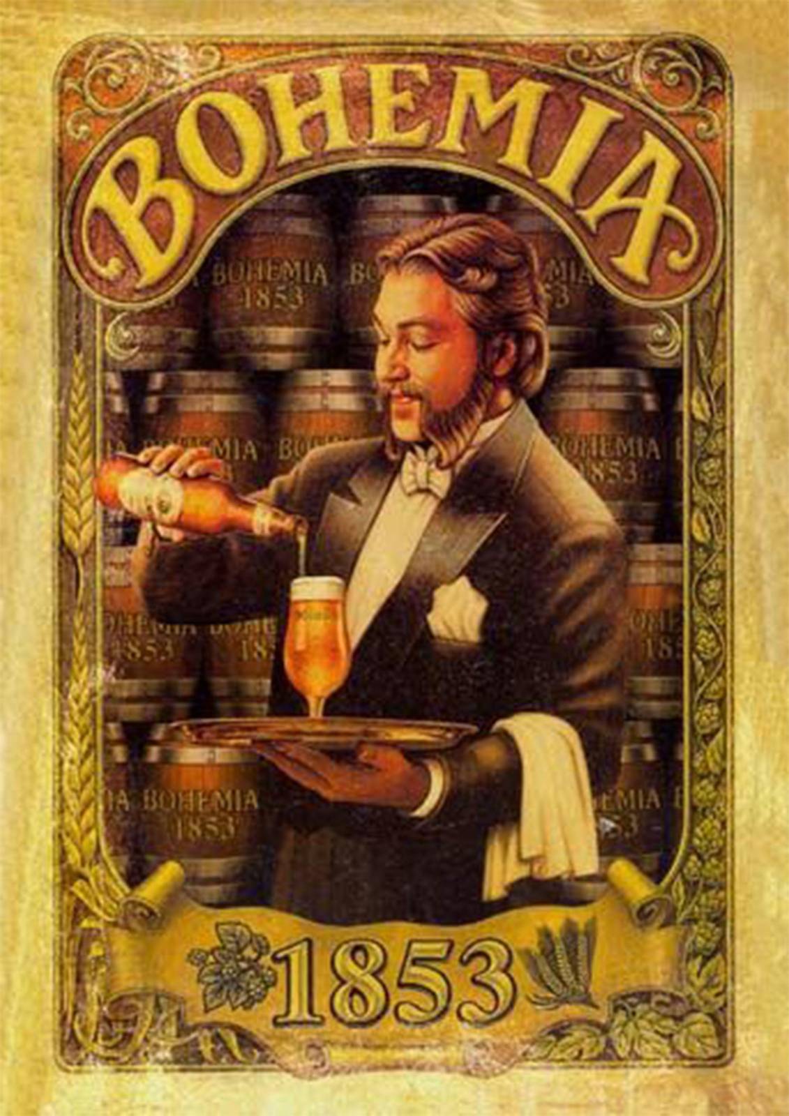 Vintage Bohemia Beer Pour 1853 Wall Art