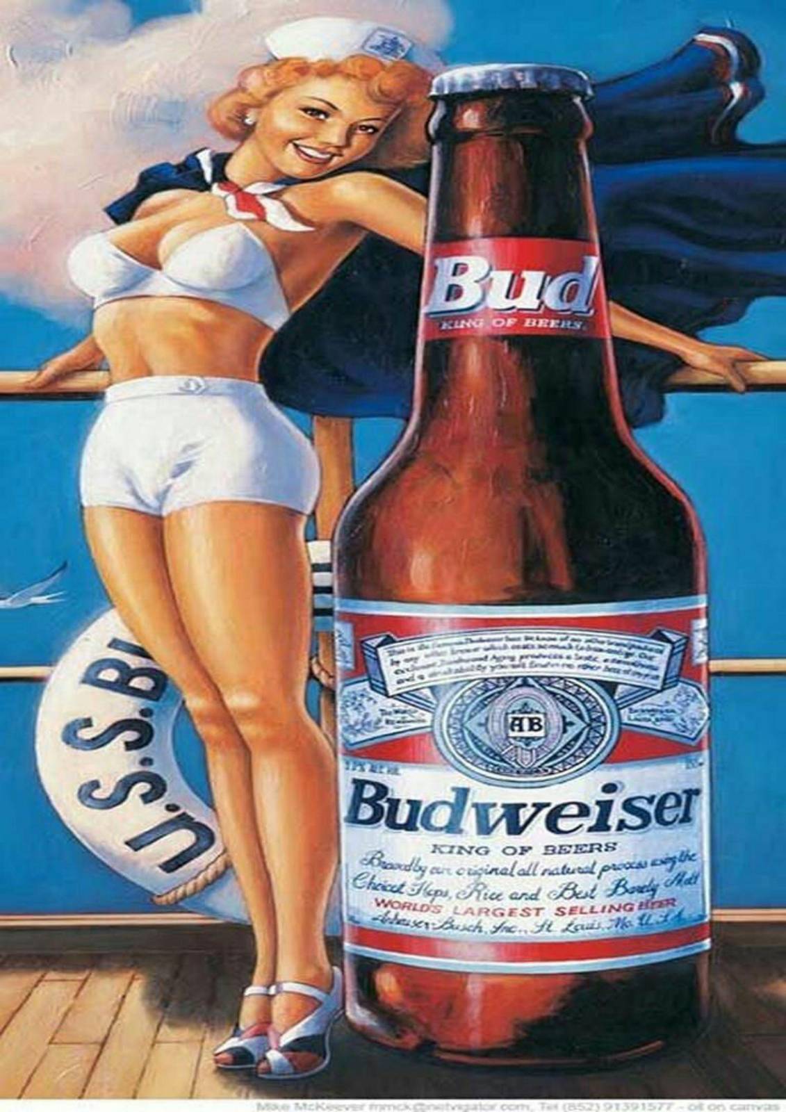 Nautical Pin-Up Budweiser King of Beers Wall Art