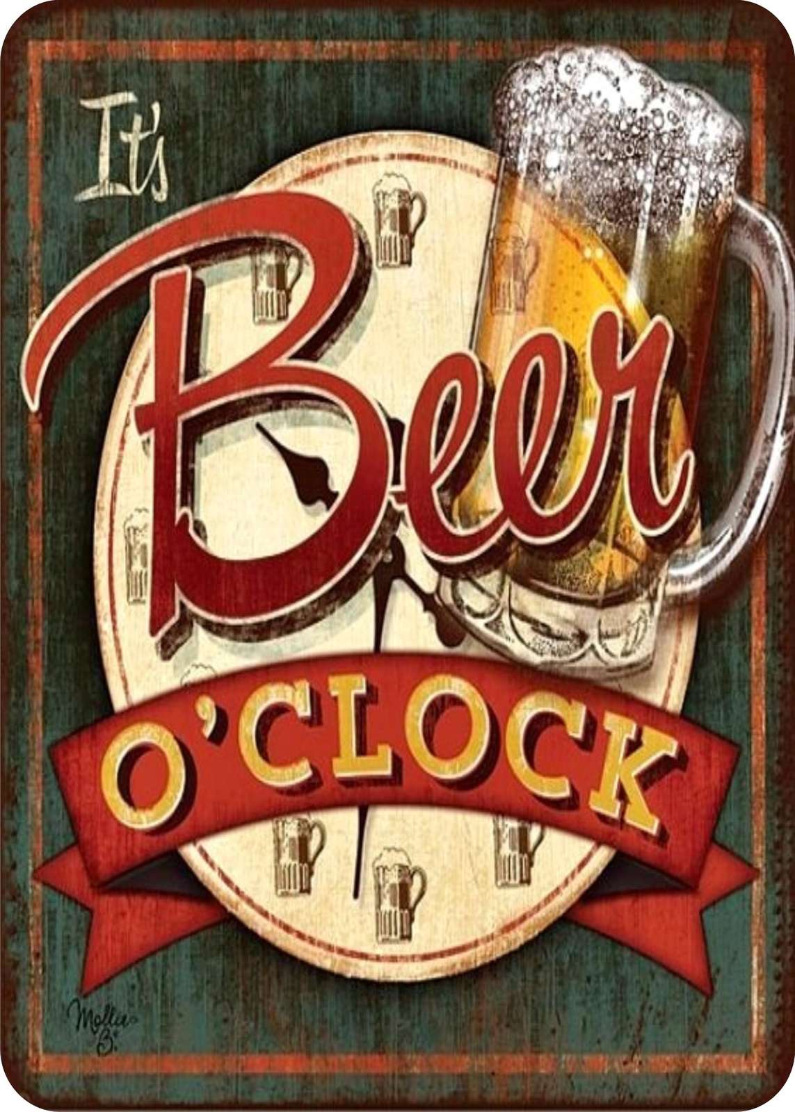 Vintage Beer O'Clock Wall Art Wall Art