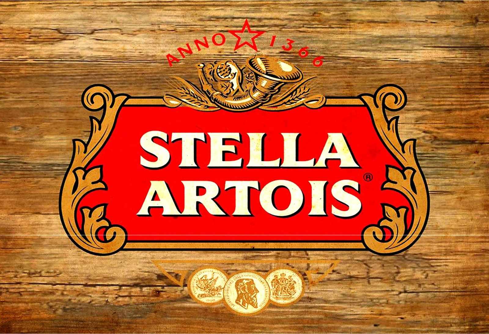 Vintage Stella Artois Wood Grain Wall Art